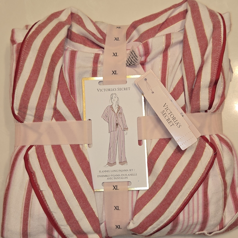 Victoria's Secret Pink and White Striped Pajama Set